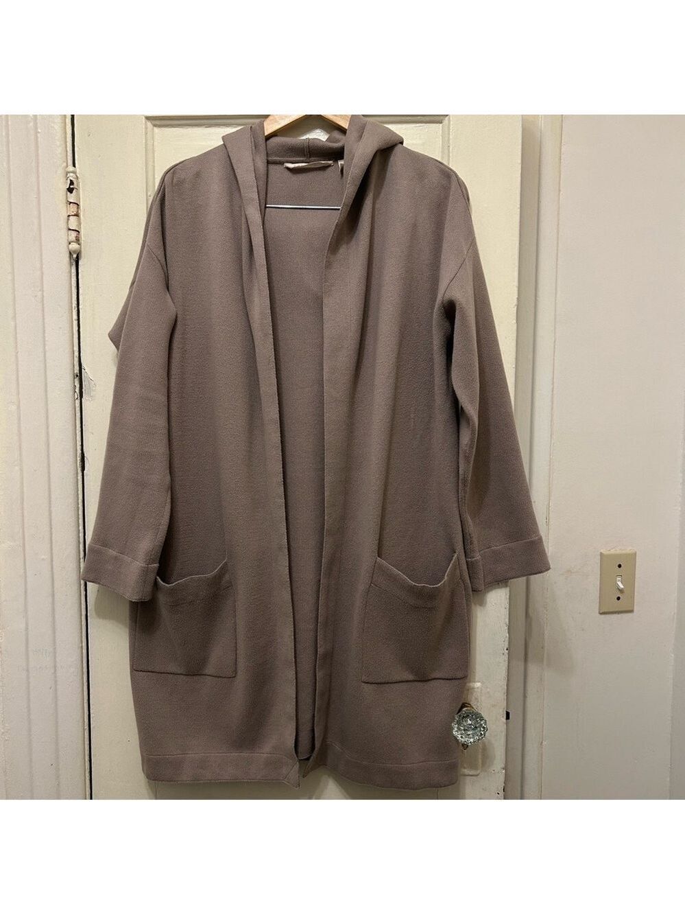 Soft Surroundings Medium Jacket Open Cardigan Hooded Cotton Linen Pockets